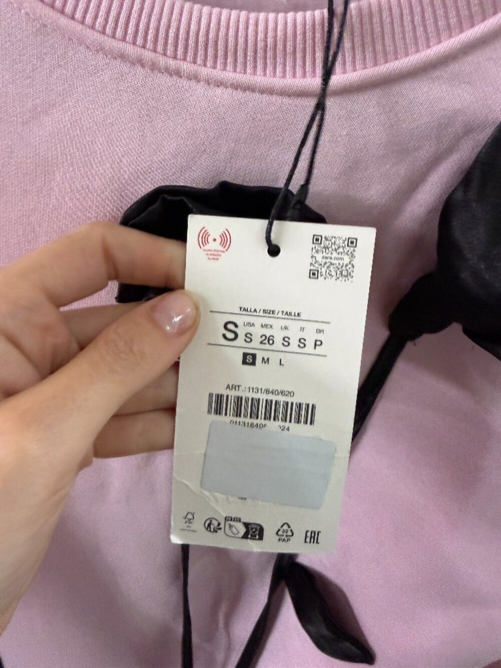 ZARA Contrast Flower Sweatshirt - Pink Size S - Picture 6 of 7
